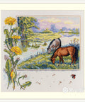 Siuvinėjimo komplektas „Arkliai“, 30×30 cm — Aida 16, DMC (30 spalvų) - kaSiulai.lt