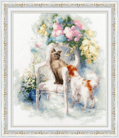 Siuvinėjimo komplektas „Draugystė“ — Aida 16 ct, 35×29 cm, Madeira (36 spalvų) - kaSiulai.lt