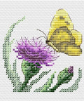Siuvinėjimo komplektas „Drugelis ir varnalėša“, Aida 14, 11 spalvų, 11×11 cm - kaSiulai.lt