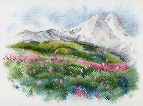 Siuvinėjimo komplektas „Elbruso vasara“ — kalnų peizažas - kaSiulai.lt