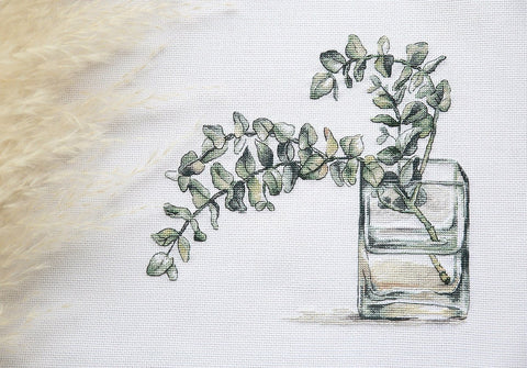 Siuvinėjimo komplektas „Eukaliptas“ (kryželiu) — ideali dovana - kaSiulai.lt