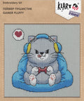 Siuvinėjimo komplektas „Fluffy Gamer“, 15×15 cm — miela dovana - kaSiulai.lt