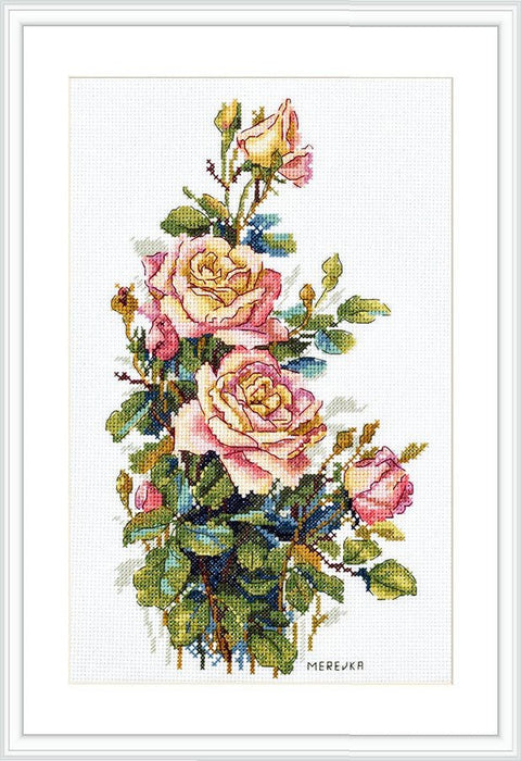Siuvinėjimo komplektas „Geltonos rožės“, Aida 14, DMC, 16 × 27,5 cm - kaSiulai.lt