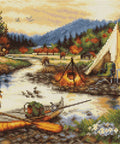 Siuvinėjimo komplektas Gold Creek 33×22 cm — mažo formato peizažas - kaSiulai.lt