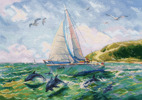 Siuvinėjimo komplektas „Jūros kelionės“ — Aida 14, 40×29 cm, 39 spalvų - kaSiulai.lt
