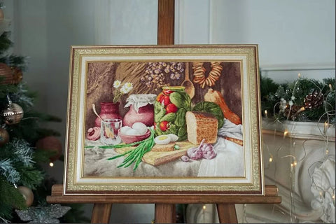 Siuvinėjimo komplektas „Kaimo natiurmortas“ — prabangi dovana - kaSiulai.lt