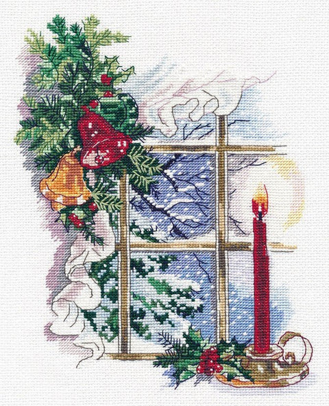 Siuvinėjimo komplektas „Kalėdinė šviesa“, Aida 16 ct, 16×22 cm - kaSiulai.lt