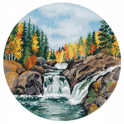 Siuvinėjimo komplektas „Krioklys“, 20×20 cm, 23 spalvos, 16 ct Aida - kaSiulai.lt
