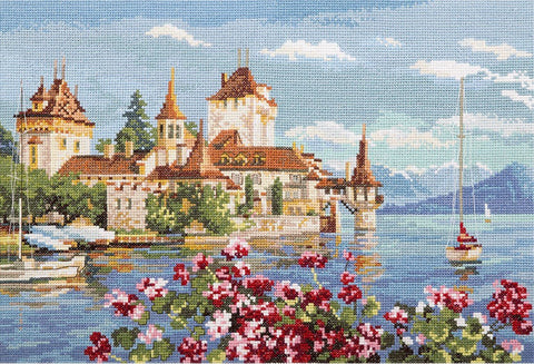 Siuvinėjimo komplektas kryželiu „Alpinė baladė“ — kalnų peizažas - kaSiulai.lt