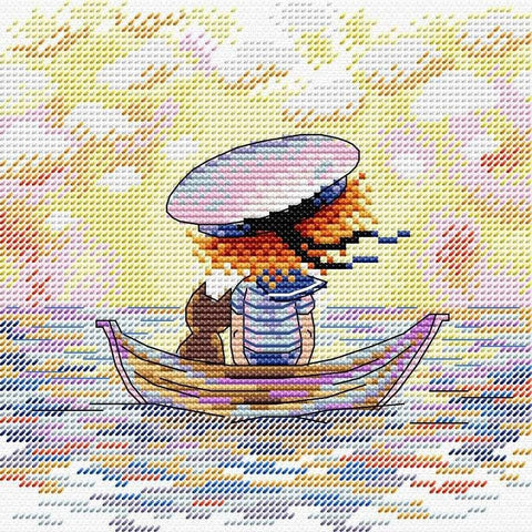 Siuvinėjimo komplektas kryželiu „Ant bangų“, Aida 14 — 15×15 cm - kaSiulai.lt