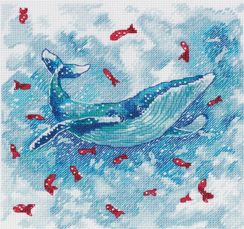 Siuvinėjimo komplektas kryželiu „Banginis“ — puiki dovana jūros mylėtojui - kaSiulai.lt