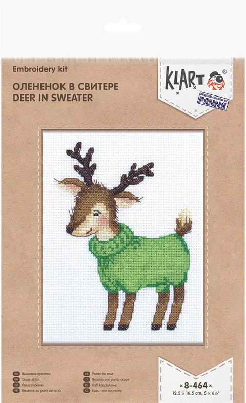 Siuvinėjimo komplektas kryželiu „Elniukas megztinyje“ – puiki dovana - kaSiulai.lt