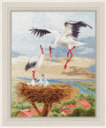 Siuvinėjimo komplektas kryželiu „Gandrai ant stogo“, Aida 16, 29,7×24 cm, 39 spalvų - kaSiulai.lt