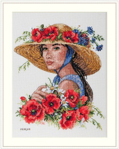 Siuvinėjimo komplektas kryželiu „Gėlių skrybėlė“ 21×25 cm - kaSiulai.lt