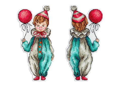 Siuvinėjimo komplektas kryželiu „Jaunas klounas“ 16×8 cm - kaSiulai.lt