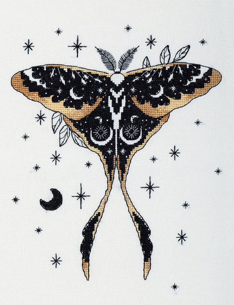 Siuvinėjimo komplektas kryželiu „Juodo aukso drugelis“ — prabangus dizainas - kaSiulai.lt