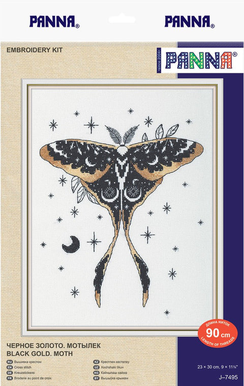 Siuvinėjimo komplektas kryželiu „Juodo aukso drugelis“ — prabangus dizainas - kaSiulai.lt