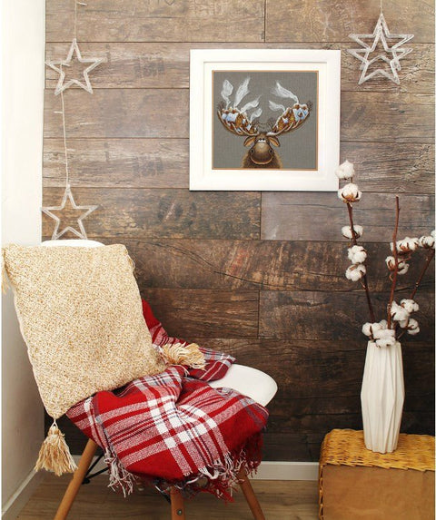 Siuvinėjimo komplektas kryželiu „Kalėdinis elnias“ — ideali dovana - kaSiulai.lt