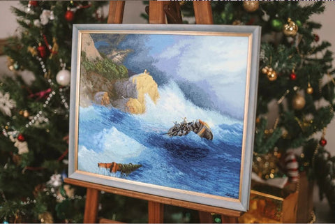 Siuvinėjimo komplektas kryželiu „Laivo nuolauža“ 41,3 × 51,3 cm - kaSiulai.lt