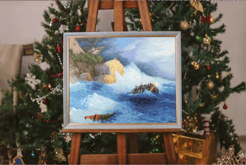 Siuvinėjimo komplektas kryželiu „Laivo nuolauža“ 41,3 × 51,3 cm - kaSiulai.lt