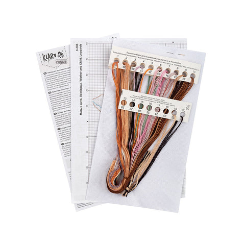 Siuvinėjimo komplektas kryželiu „Leopardė su jaunikliu“ – sienų dekorui - kaSiulai.lt