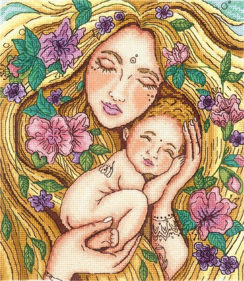 Siuvinėjimo komplektas kryželiu „Mamos meilė“, Aida 16 — 19,5×22,5 cm - kaSiulai.lt