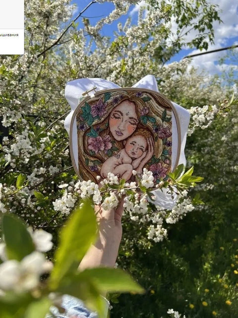 Siuvinėjimo komplektas kryželiu „Mamos meilė“, Aida 16 — 19,5×22,5 cm - kaSiulai.lt