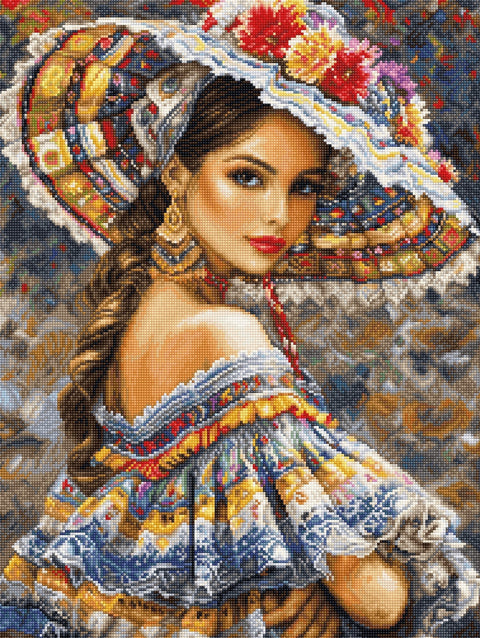 Siuvinėjimo komplektas kryželiu „Meksikietiška fiesta“, 19×25 cm - kaSiulai.lt