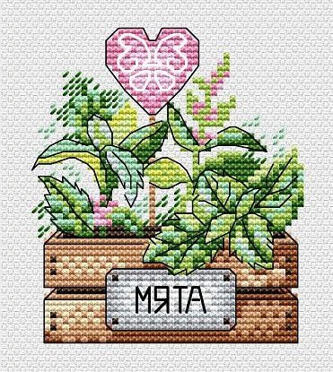 Siuvinėjimo komplektas kryželiu „Mėtų“ — pilnas paketas, puiki dovana - kaSiulai.lt
