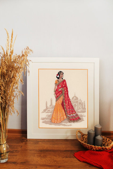 Siuvinėjimo komplektas kryželiu „Pasaulio moterys: Indija“ — puiki dovana - kaSiulai.lt