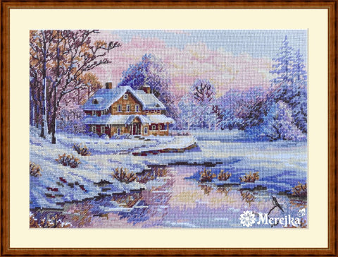 Siuvinėjimo komplektas kryželiu „Pirmasis sniegas“, 20×29 cm - kaSiulai.lt