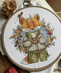 Siuvinėjimo komplektas kryželiu „Rudeniška kava“, 15×16,5 cm — jauki dovana - kaSiulai.lt