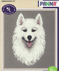 Siuvinėjimo komplektas kryželiu „Samojedas“ 18,5×24,5 cm — šunų mylėtojams - kaSiulai.lt