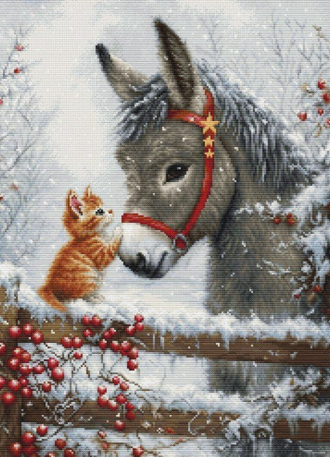 Siuvinėjimo komplektas kryželiu „Šiltas apkabinimas“, 29 × 40 cm - kaSiulai.lt