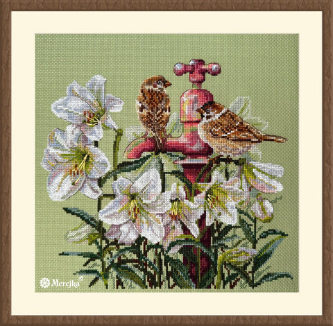 Siuvinėjimo komplektas kryželiu „Tarp lelijų“ 25×28 cm - kaSiulai.lt