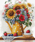 Siuvinėjimo komplektas kryželiu „Vasarinės gėlės“ 25×34 cm - kaSiulai.lt