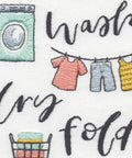 Siuvinėjimo komplektas kryželiu „Wash • Dry • Fold“ skalbyklos dekorui - kaSiulai.lt