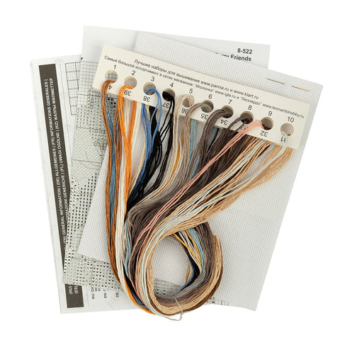 Siuvinėjimo komplektas kryželiu „Žavūs kailėti draugai“ – katytė ir šuniukas - kaSiulai.lt