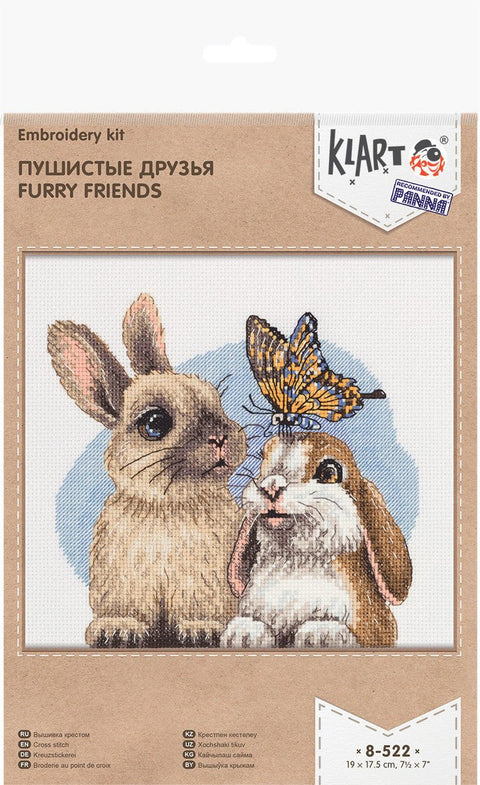 Siuvinėjimo komplektas kryželiu „Žavūs kailėti draugai“ – katytė ir šuniukas - kaSiulai.lt