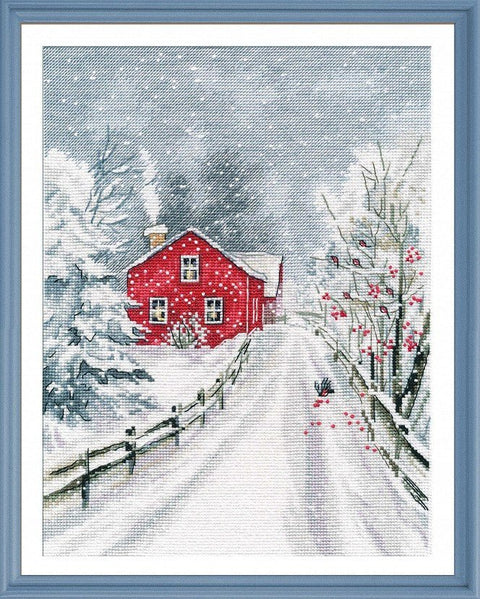 Siuvinėjimo komplektas kryželiu „Žiemos kerėtoja“, 20×27 cm, Aida 16 ct (Zweigart) - kaSiulai.lt