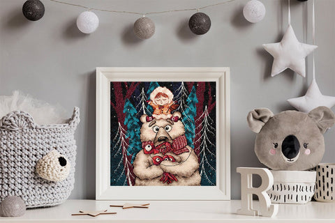 Siuvinėjimo komplektas kryželiu „Žiemos žūklė“ — puiki dovana - kaSiulai.lt