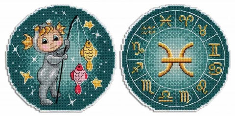 Siuvinėjimo komplektas kryželiu — Zodiakas Žuvys, puiki dovana - kaSiulai.lt