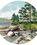 Siuvinėjimo komplektas „Ladogos pakrantė“ 15×15 cm, Zweigart Aida 16 ct - kaSiulai.lt