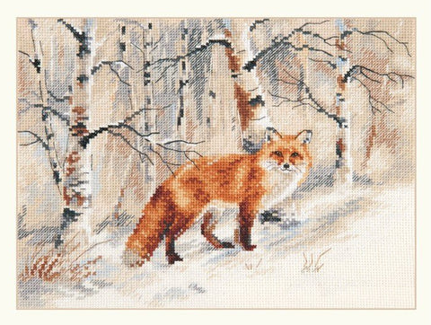 Siuvinėjimo komplektas „Lapė“, Aida 16 (kreminė), 23×17 cm, 23 spalvos - kaSiulai.lt