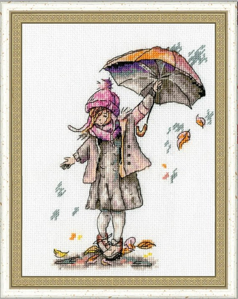 Siuvinėjimo komplektas "Lietus", 16 × 11,5 cm — žavus mini paveikslėlis - kaSiulai.lt