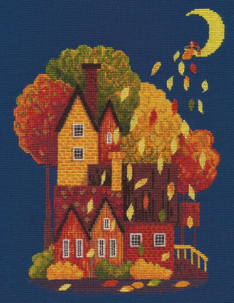 Siuvinėjimo komplektas „Magiškas lapų kritimas“, 18 ct Zweigart, 18×24 cm - kaSiulai.lt