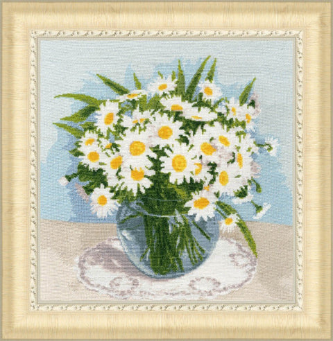 Siuvinėjimo komplektas „Mėgstamiausios ramunėlės“, Aida 16 ct, 29,5×29,5 cm - kaSiulai.lt