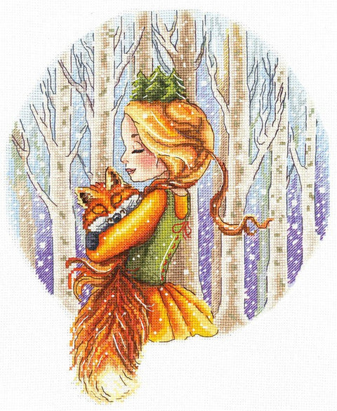 Siuvinėjimo komplektas „Miško princesė“ ant Aida 16 ct — 41 spalvų paletė, 19,5×24 cm - kaSiulai.lt