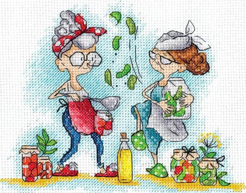 Siuvinėjimo komplektas „Močiutė su agurkais“ — smagi dovana - kaSiulai.lt