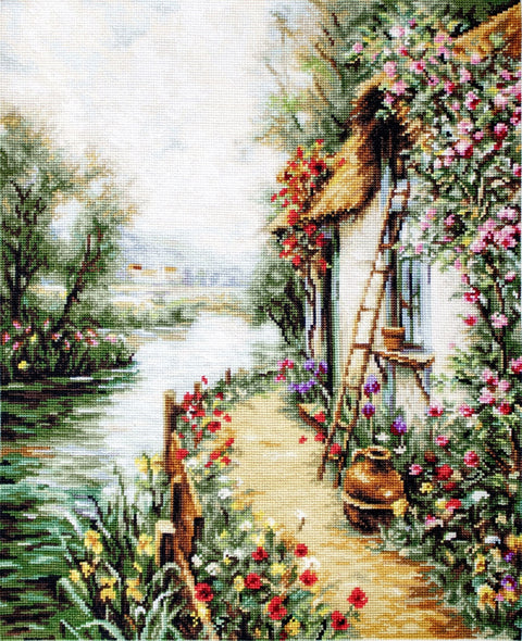 Siuvinėjimo komplektas „Palei upę“ — 50 Anchor spalvų, Zweigart 25 ct, 20×24 cm - kaSiulai.lt